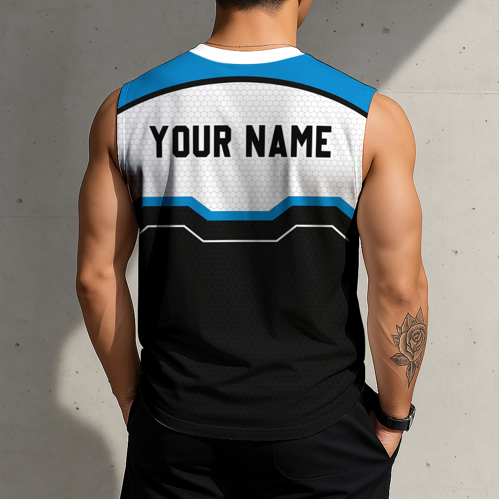 FINAL SALE - NEW CUSTOMIZED NFL23 CLP CAROLINA PANTHERS MEN'S GYM SHIRT