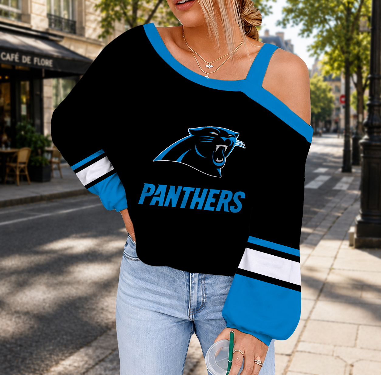 LIMITED EDITION - NEW CUSTOMIZED NFL23 CLP CAROLINA PANTHERS DROP SHOULDER SWEATSHIRT