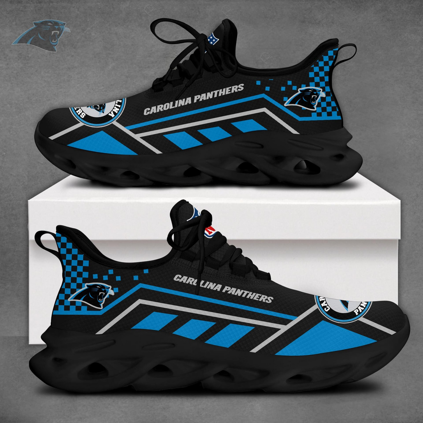 LIMITED EDITION - NEW CUSTOMIZED NFL23 CLP CAROLINA PANTHERS MAX SOUL SHOES
