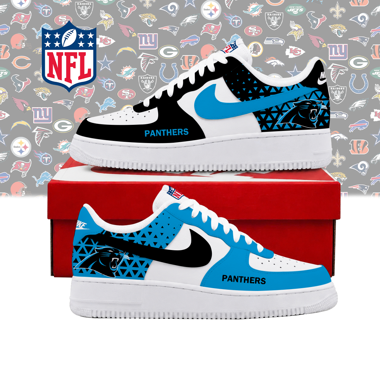 SPECIAL EDITION - NEW CUSTOMIZED NFL23 CLP CAROLINA PANTHERS AF1 SHOES