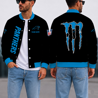 FINAL SALE - NEW CUSTOMIZED NFL23 CLP CAROLINA PANTHERS SATIN VARSITY & BASEBALL JACKET