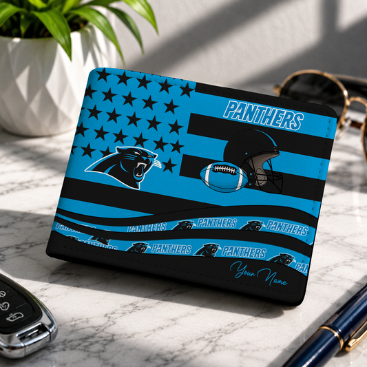 FINAL SALE - NEW CUSTOMIZED NFL23 CLP CAROLINA PANTHERS LEATHER WALLET