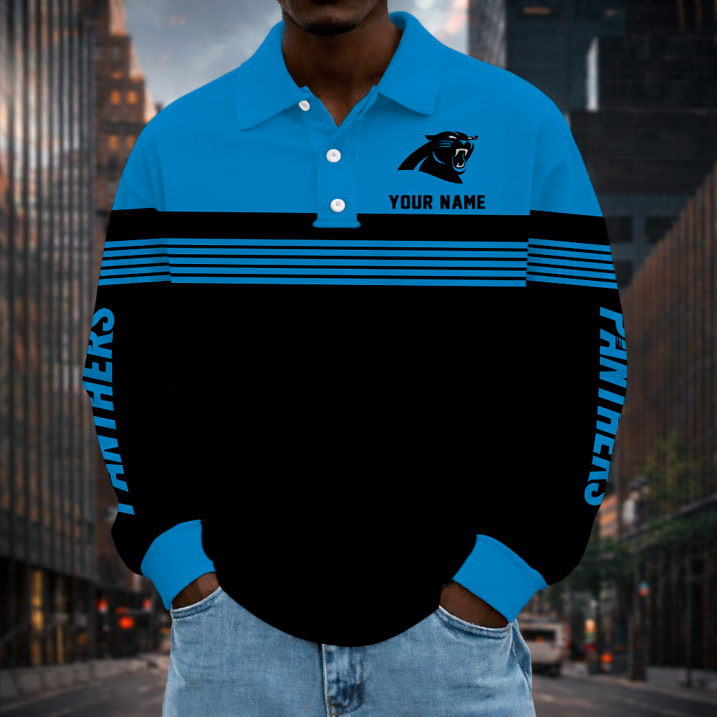 EXCLUSIVE EDITION - NEW CUSTOMIZED NFL23 CLP CAROLINA PANTHERS LONG SLEEVE POLO SHIRT