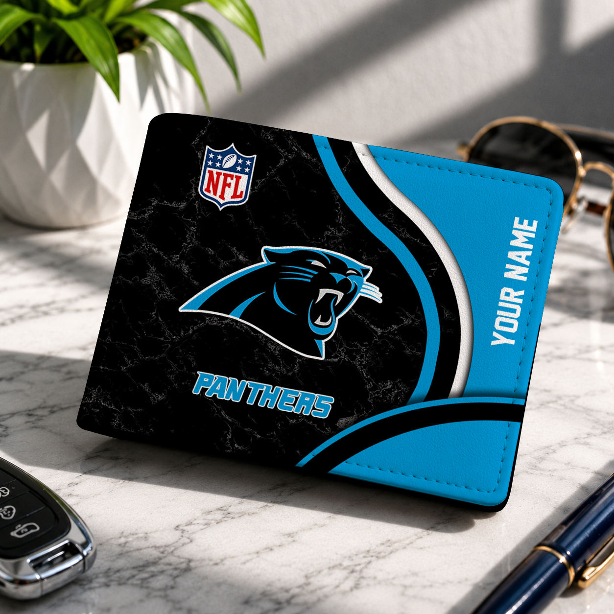 LIMITED EDITION - NEW CUSTOMIZED NFL23 CLP CAROLINA PANTHERS LEATHER WALLET