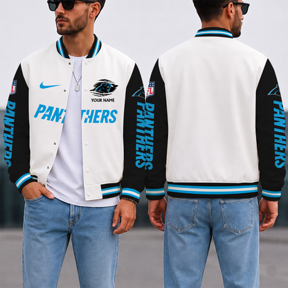 SPECIAL EDITION - NEW CUSTOMIZED NFL23 CLP CAROLINA PANTHERS SATIN VARSITY & BASEBALL JACKET