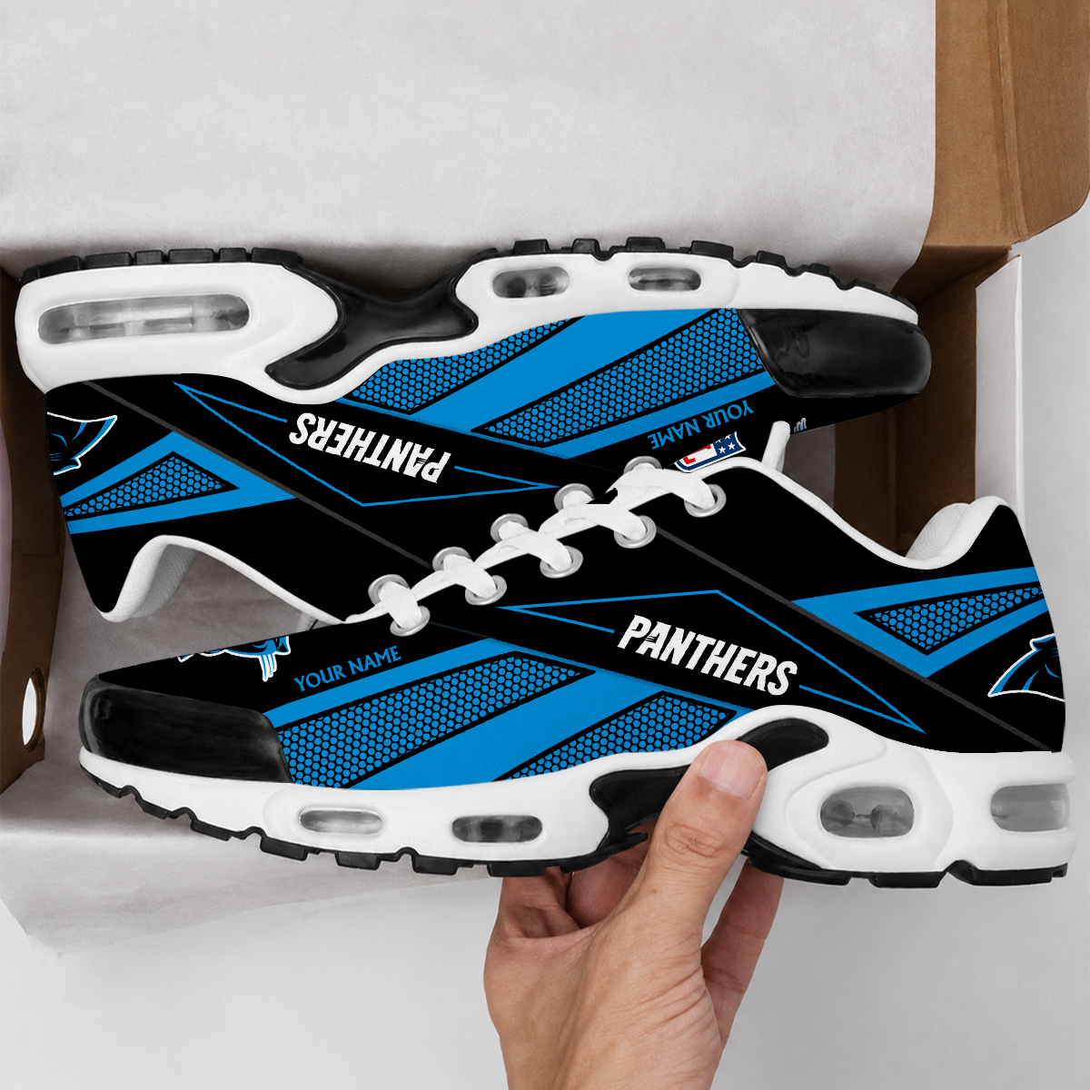 LIMITED EDITION - NEW CUSTOMIZED NFL23 CLP CAROLINA PANTHERS AIR MAX PLUS SNEAKERS