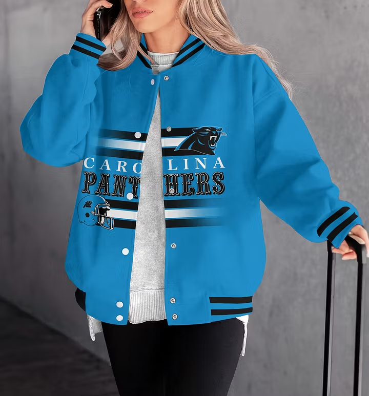 FINAL SALE - NEW CUSTOMIZED NFL23 CLP CAROLINA PANTHERS SATIN VARSITY & BASEBALL JACKET