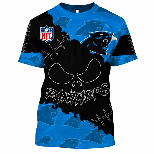 SPECIAL EDITION - NEW CUSTOMIZED NFL23 CLP CAROLINA PANTHERS HALLOWEEN SKULL APPAREL FOR FANS