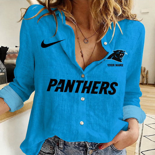 FINAL SALE - NEW CUSTOMIZED NFL23 CLP CAROLINA PANTHERS WOMEN CASUAL SHIRT