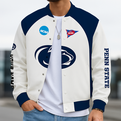 LIMITED DROP - NEW CUSTOMIZED NCAA FOOTBALL BOWL SUBDIVISION 23 PNL PENN STATE NITTANY LIONS BASEBALL JACKET, SATIN VARSITY JACKET