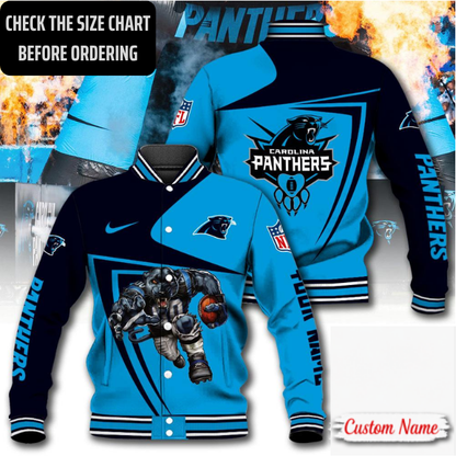 LIMITED EDITION - NEW CUSTOMIZED NFL23 CLP CAROLINA PANTHERS SATIN VARSITY & BASEBALL JACKET