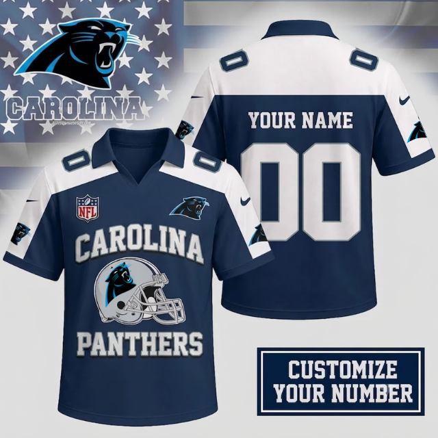 HOT DEAL - NEW CUSTOMIZED NFL23 CLP CAROLINA PANTHERS POLO SHIRT