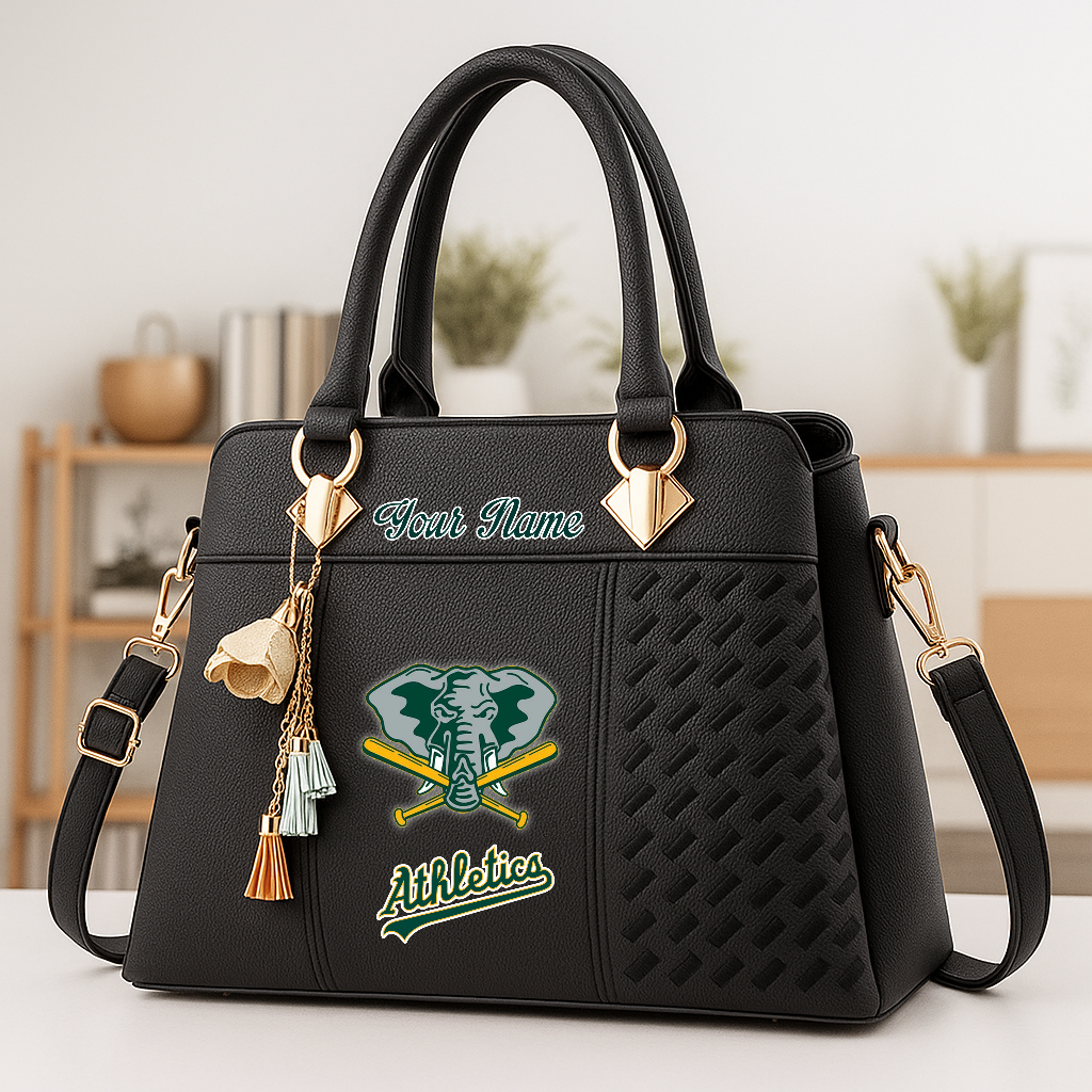 LIMITED EDITION - NEW CUSTOMIZED MLB23 OAS OL ATHLETICS ZIP HANDBAG MULTICOLOR
