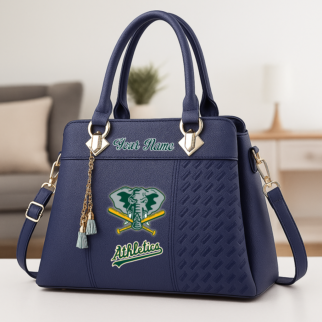 LIMITED EDITION - NEW CUSTOMIZED MLB23 OAS OL ATHLETICS ZIP HANDBAG MULTICOLOR