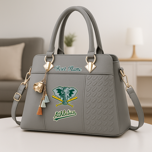 LIMITED EDITION - NEW CUSTOMIZED MLB23 OAS OL ATHLETICS ZIP HANDBAG MULTICOLOR