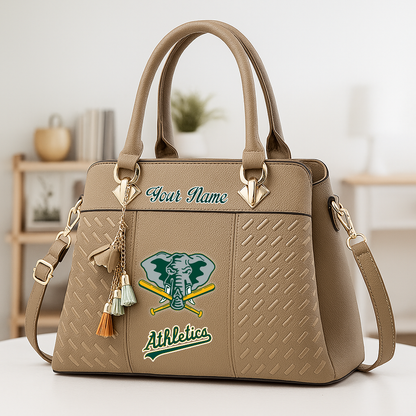 LIMITED EDITION - NEW CUSTOMIZED MLB23 OAS OL ATHLETICS ZIP HANDBAG MULTICOLOR