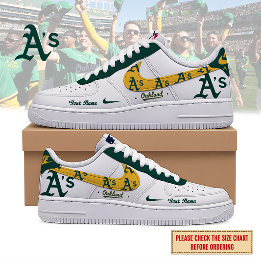 FINAL SALE - NEW CUSTOMIZED MLB23 OAS OAKLAND ATHLETICS AF1 SHOES
