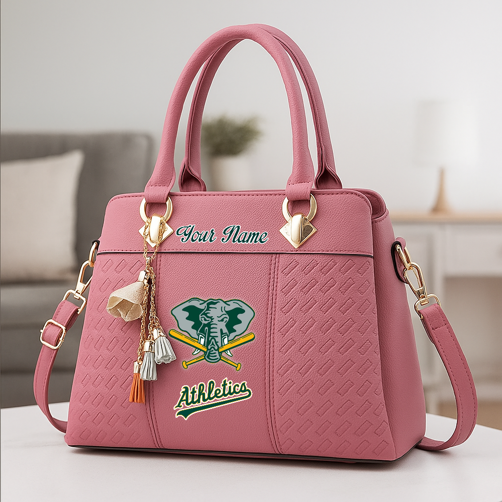 LIMITED EDITION - NEW CUSTOMIZED MLB23 OAS OL ATHLETICS ZIP HANDBAG MULTICOLOR
