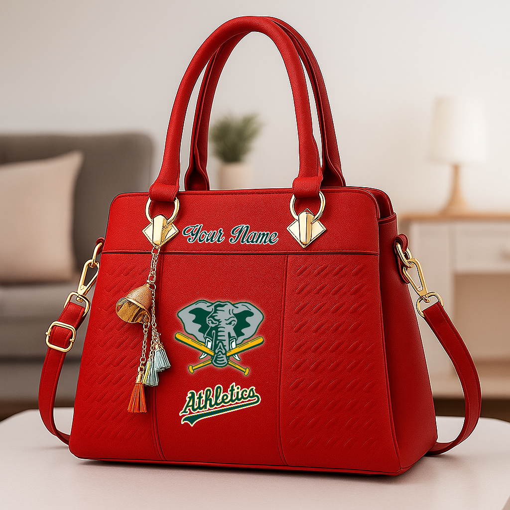 LIMITED EDITION - NEW CUSTOMIZED MLB23 OAS OL ATHLETICS ZIP HANDBAG MULTICOLOR