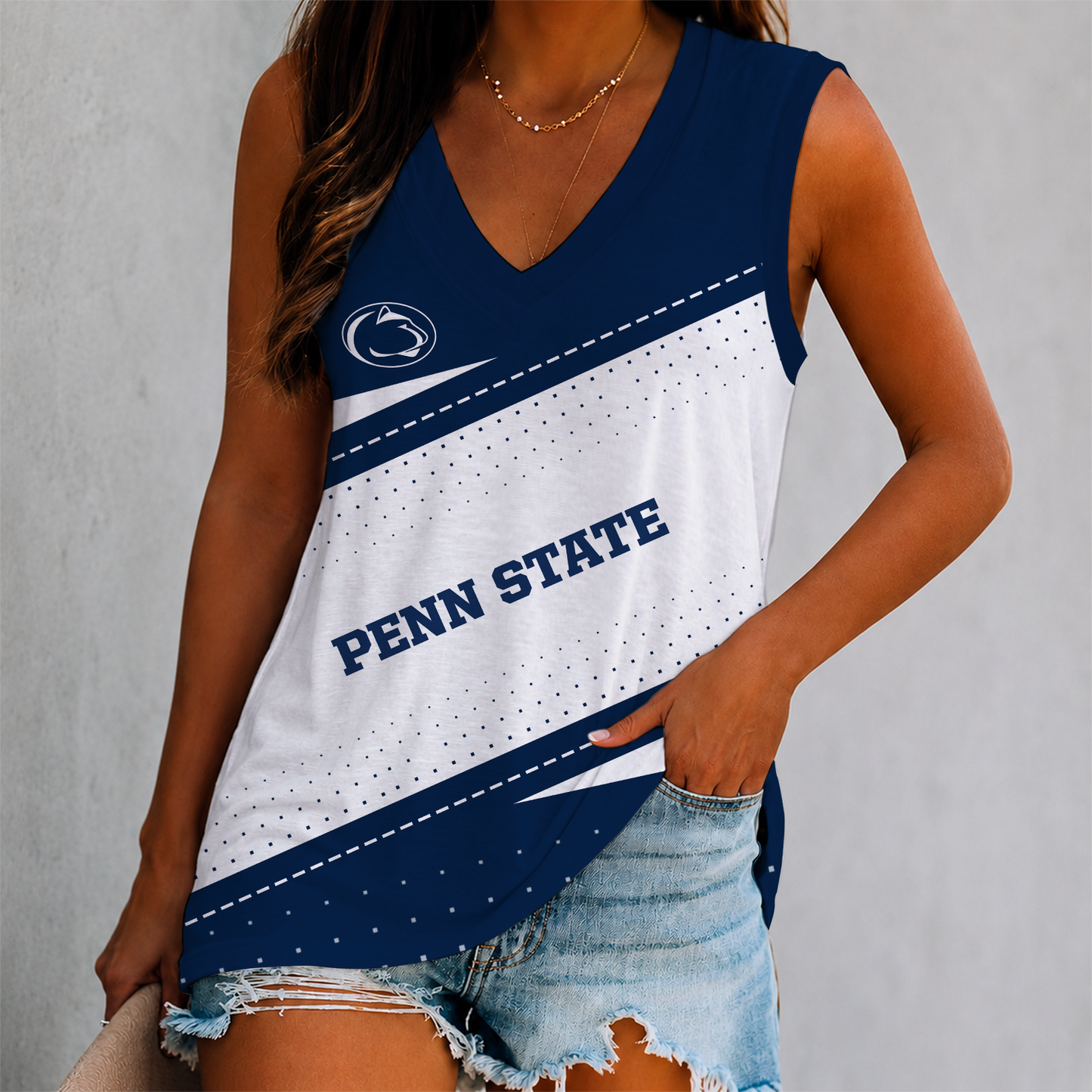 FINAL SALE - NEW CUSTOMIZED NCAA FBS23 PNL PENN STATE NITTANY LIONS WOMEN'S V-NECK TANK TOP