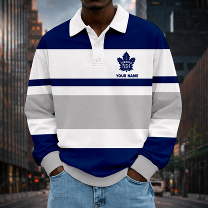 LIMITED EDITION - NEW CUSTOMIZED NHL23 TML TM LEAFS MEN LONG SLEEVE POLO