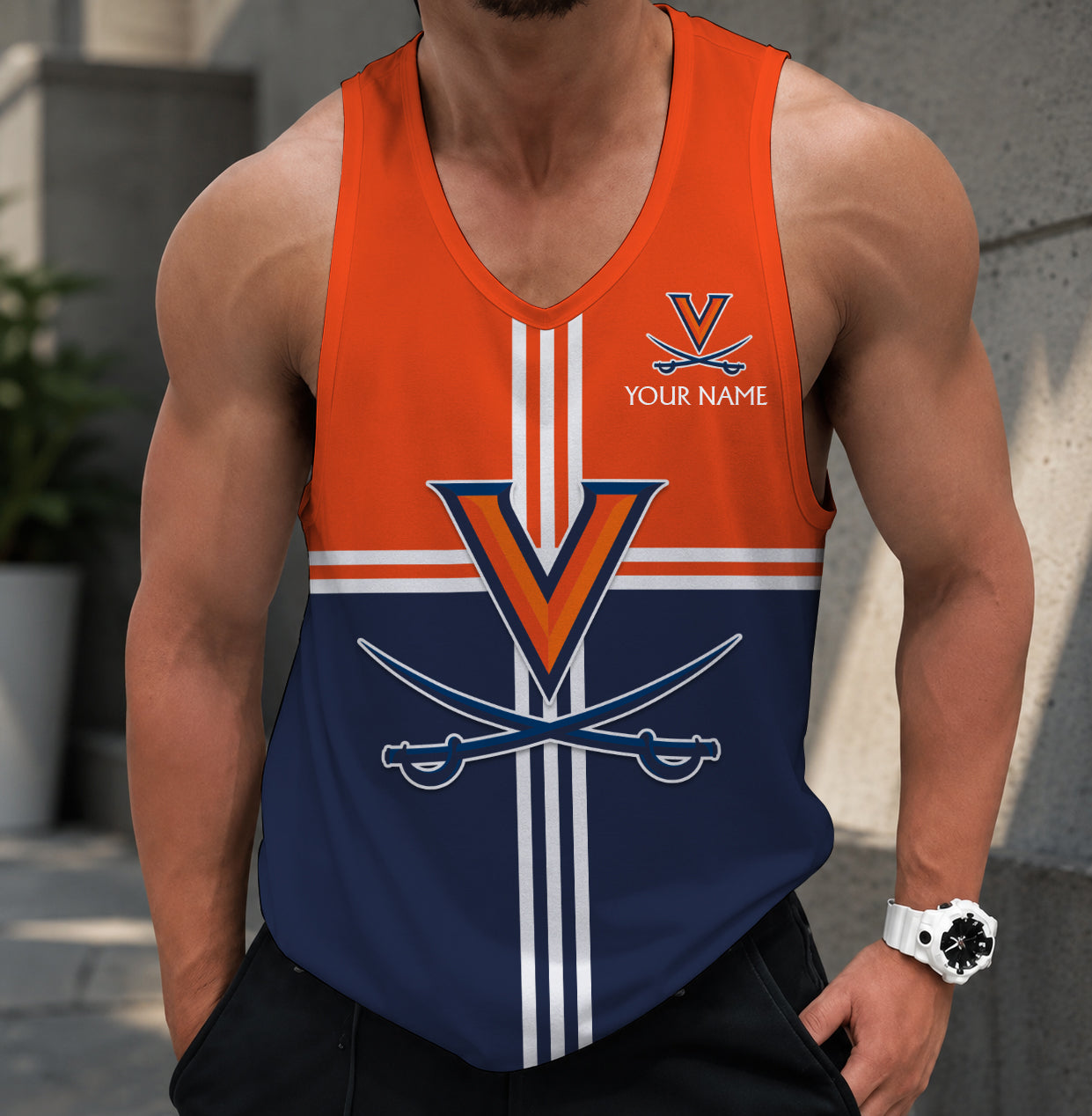 SPECIAL EDTION - NEW CUSTOMIZED NCAA MAM23 VIC VIRGINIA CAVALIERS STRAPPY UNISEX TANK TOP