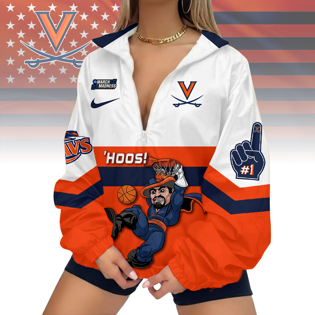 LIMITED EDITION - NEW CUSTOMIZED MAM NCAA23 VIC VI CAVALIERS V-NECK ZIPPER JACKET