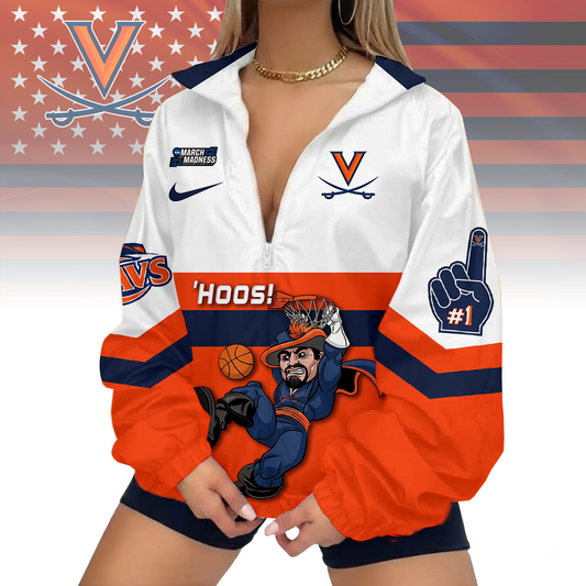 LIMITED EDITION - NEW CUSTOMIZED MAM NCAA23 VIC VI CAVALIERS V-NECK ZIPPER JACKET