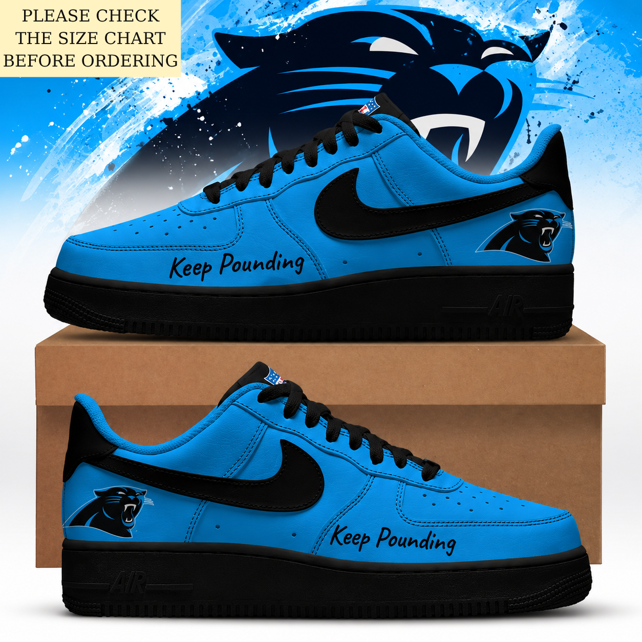 HOT DEAL - NEW CUSTOMIZED NFL23 CLP CAROLINA PANTHERS AF1 SHOES