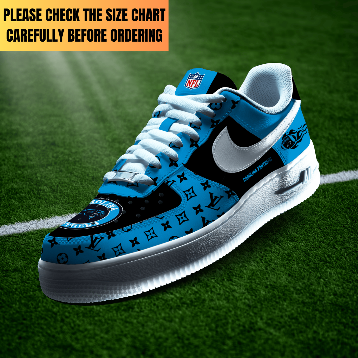 VIRAL EDITION - NEW CUSTOMIZED NFL23 CLP CAROLINA PANTHERS AF1 SHOES