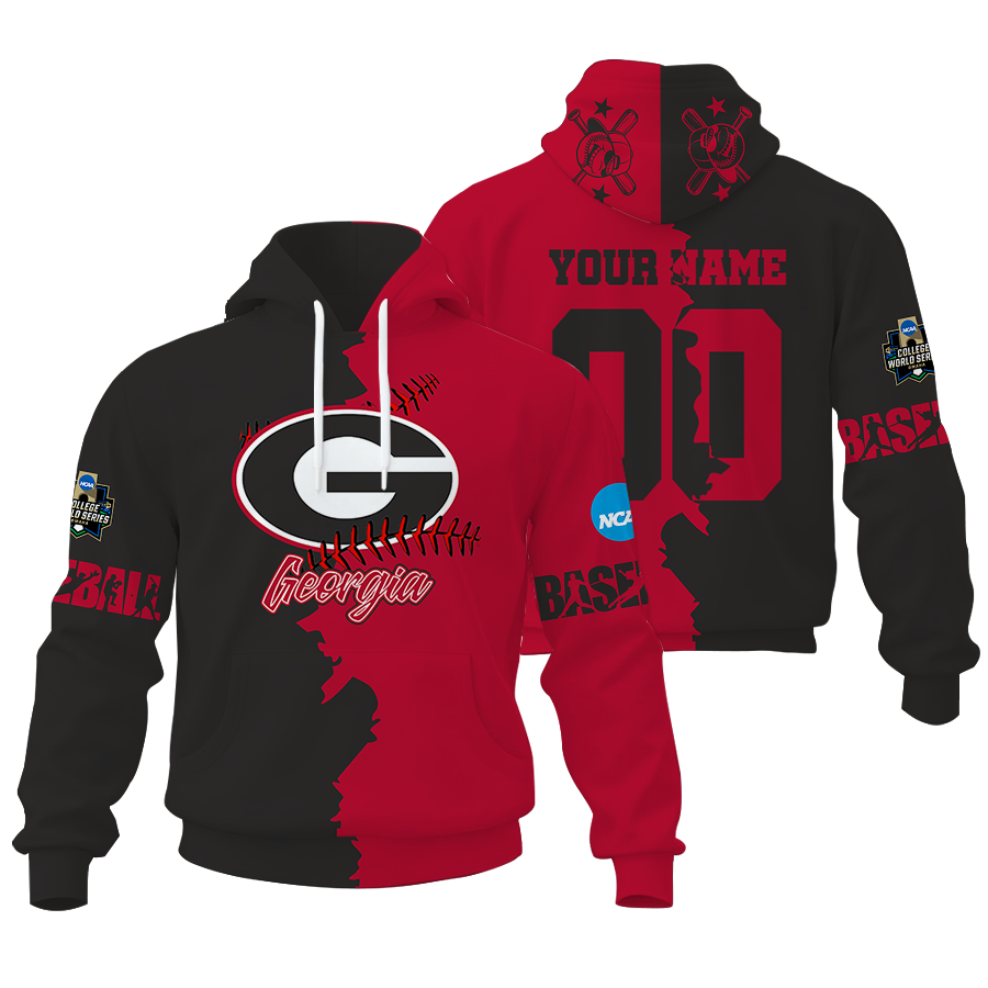 FINAL CLEARANCE - NEW CUSTOMIZED COLLEGE WORLD SERIES NCAA23 GEORGIA BULLDOGS UNISEX HOODIE & ZIP HOODIE