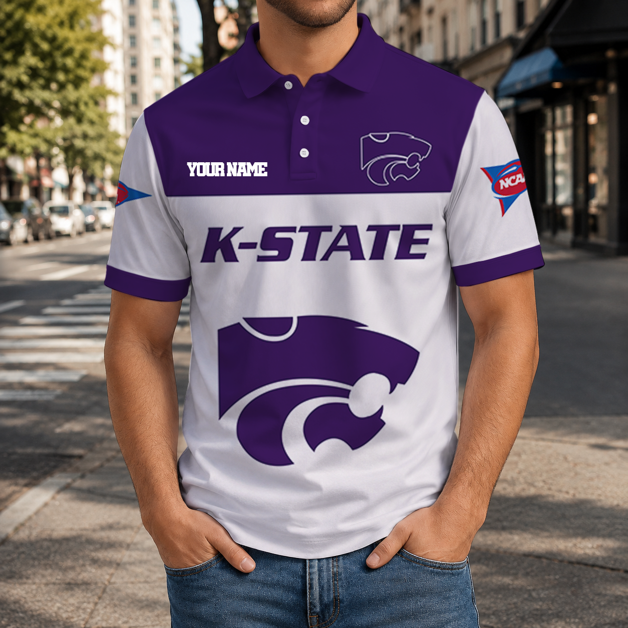 SPECIAL OFFER - NEW CUSTOMIZED NCAA FBS24 KSW KANSAS STATE WILDCATS POLO SHIRT, ZIP POLO SHIRT & T-SHIRTS