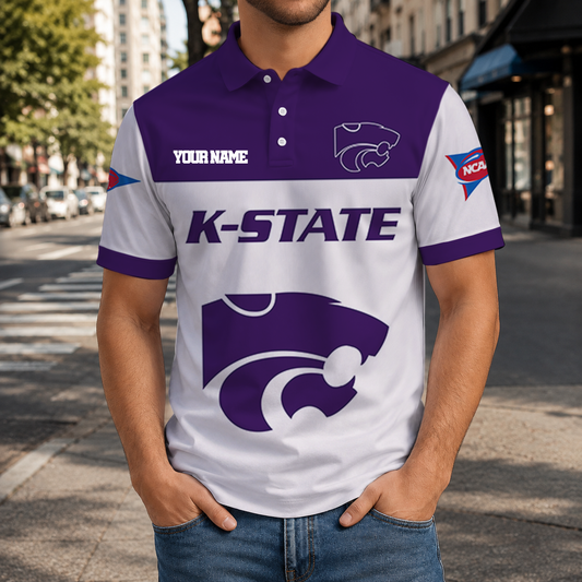 SPECIAL OFFER - NEW CUSTOMIZED NCAA FBS24 KSW KANSAS STATE WILDCATS POLO SHIRT, ZIP POLO SHIRT & T-SHIRTS