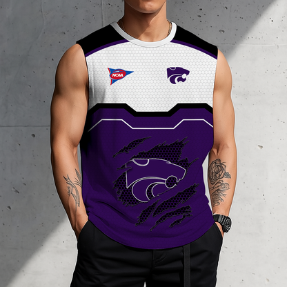 SPECIAL EDITION - NEW CUSTOMIZED NCAA FBS24 KSW KANSAS STATE WILDCATS MEN'S GYM SHIRT