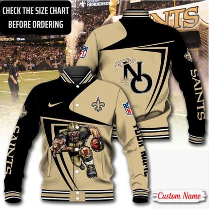 LIMITED EDITION - NEW CUSTOMIZED NFL24 NOS NEW ORLEANS SAINTS SATIN VARSITY & BASEBALL JACKET