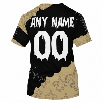 SPECIAL EDITION - NEW CUSTOMIZED NFL24 NOS NEW ORLEANS SAINTS HALLOWEEN SKULL APPAREL FOR FANS
