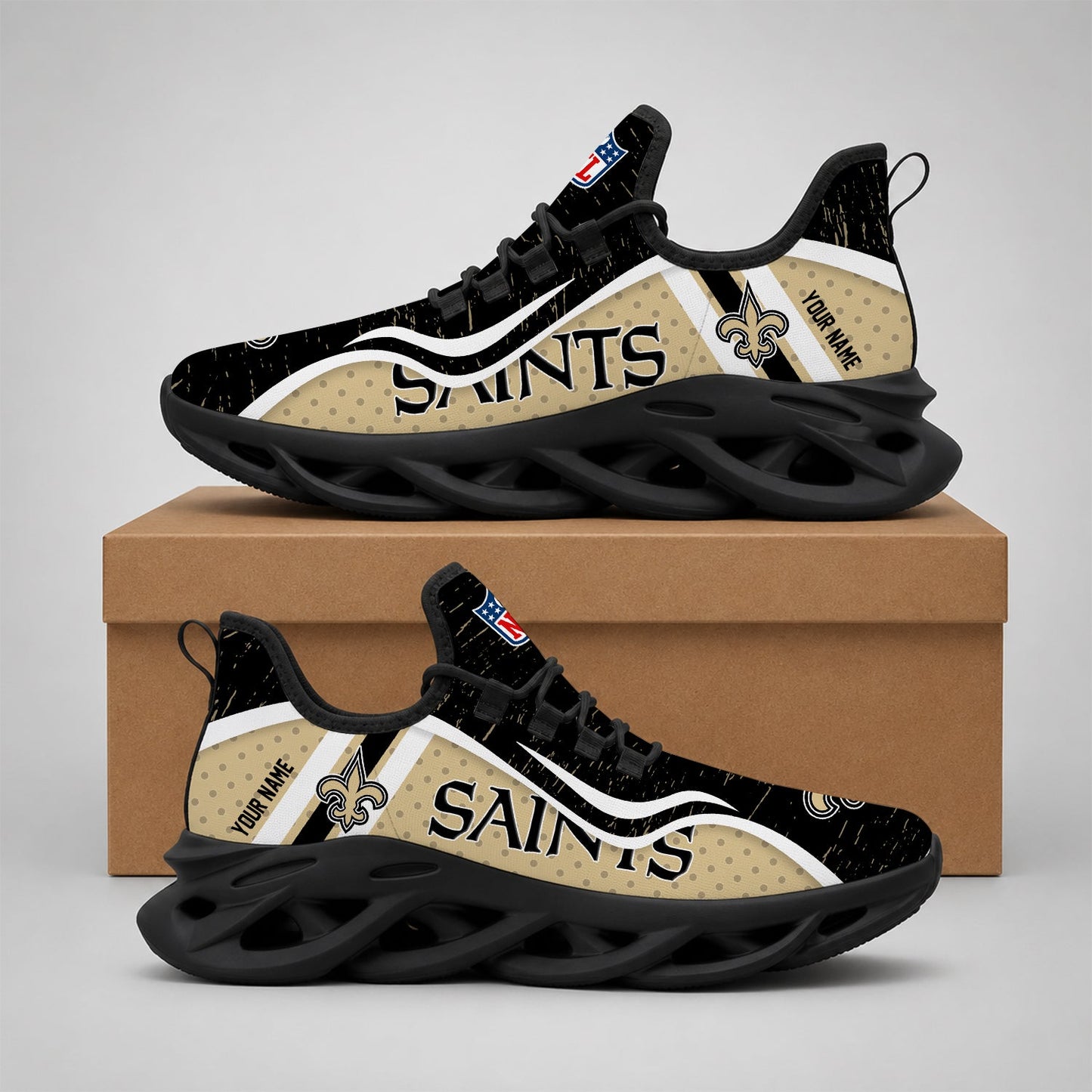 LIMITED EDITION - NEW CUSTOMIZED NFL24 NOS NEW ORLEANS SAINTS MAX SOUL SHOES