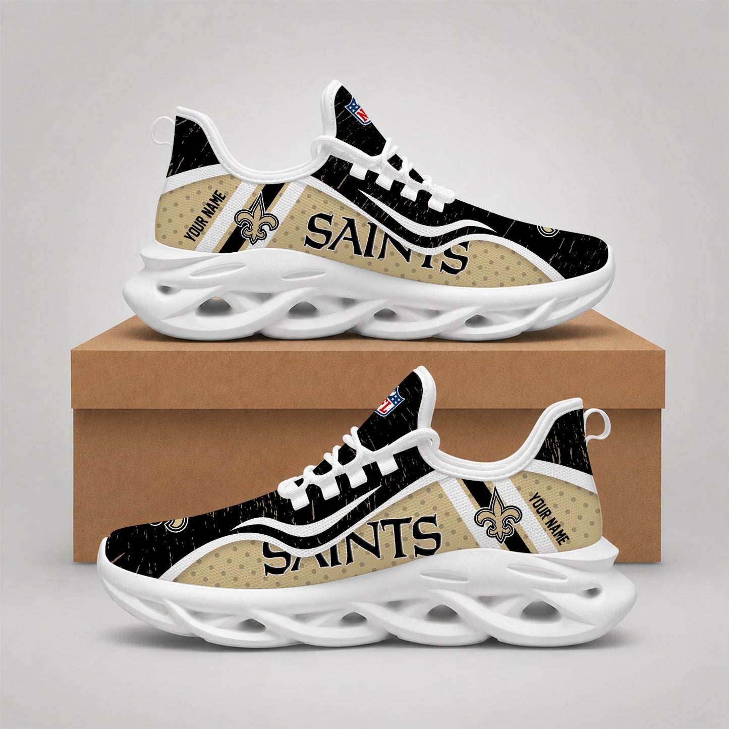 LIMITED EDITION - NEW CUSTOMIZED NFL24 NOS NEW ORLEANS SAINTS MAX SOUL SHOES