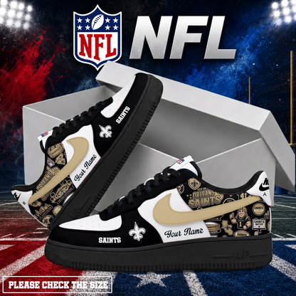 FINAL SALE - NEW CUSTOMIZED NFL24 NOS NEW ORLEANS SAINTS AF1 SHOES