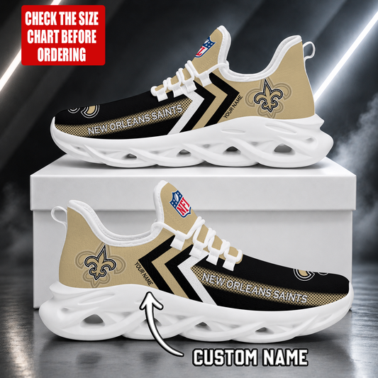 FINAL SALE - NEW CUSTOMIZED NFL24 NOS NEW ORLEANS SAINTS UNISEX MAX SOUL SHOES
