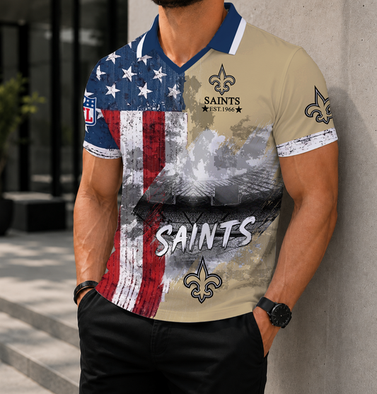 FINAL SALE - NEW CUSTOMIZED NFL24 NOS NEW ORLEANS SAINTS POLO SHIRT