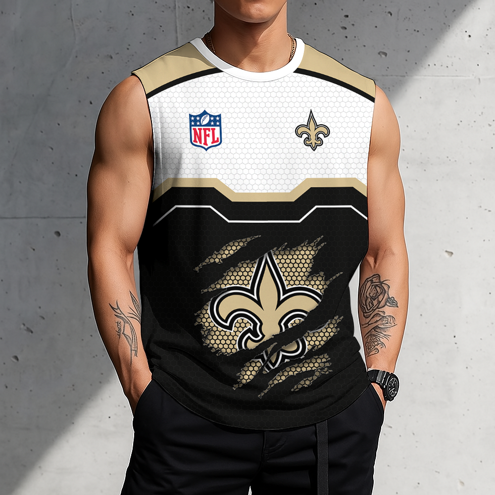 FINAL SALE - NEW CUSTOMIZED NFL24 NOS NEW ORLEANS SAINTS MEN'S GYM SHIRT