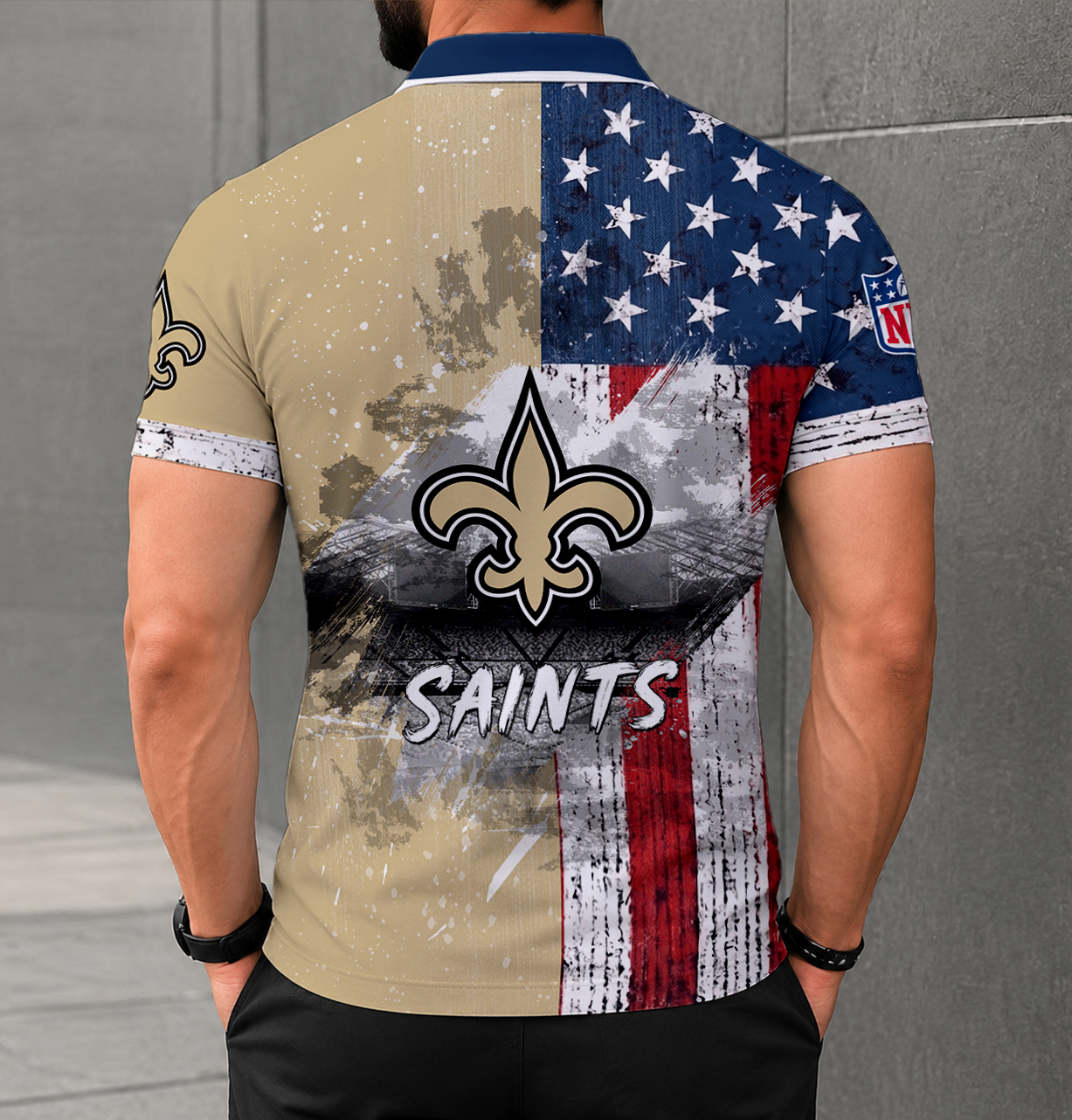 FINAL SALE - NEW CUSTOMIZED NFL24 NOS NEW ORLEANS SAINTS POLO SHIRT
