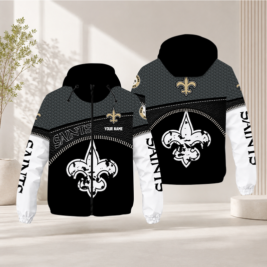 HOT DEAL - NEW CUSTOMIZED NFL24 NOS NEW ORLEANS SAINTS WINDBREAKER JACKET