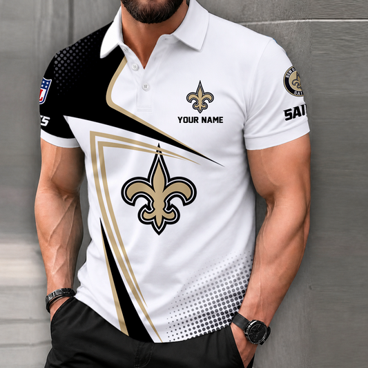 FINAL SALE - NEW CUSTOMIZED NFL24 NOS NEW ORLEANS SAINTS T-SHIRT, POLO SHIRT, ZIP POLO SHIRT, SWEATSHIRT, HOODIE & ZIP HOODIE