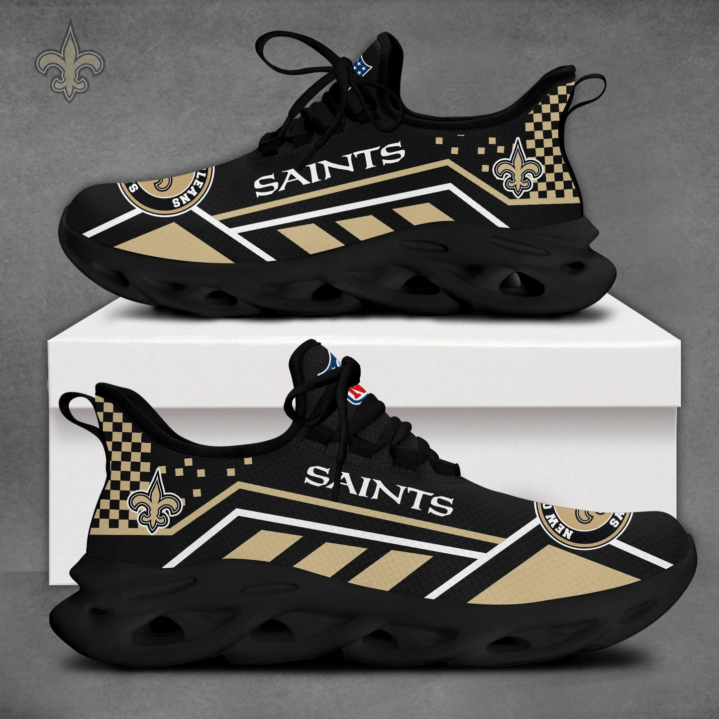 LIMITED EDITION - NEW CUSTOMIZED NFL24 NOS NEW ORLEANS SAINTS MAX SOUL SHOES