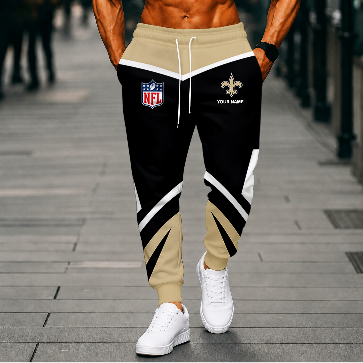 FINAL SALE - NEW CUSTOMIZED NFL24 NOS NEW ORLEANS SAINTS SWEATPANTS