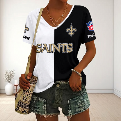 VIRAL EDITION - NEW CUSTOMIZED NFL24 NOS NEW ORLEANS SAINTS V-NECK FEMALE SHIRT