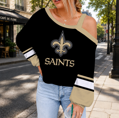 LIMITED EDITION - NEW CUSTOMIZED NFL24 NOS NEW ORLEANS SAINTS DROP SHOULDER SWEATSHIRT