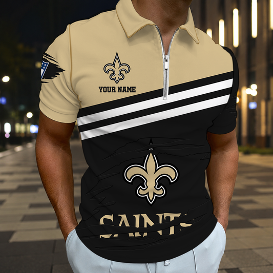 FINAL SALE - NEW CUSTOMIZED NFL24 NOS NEW ORLEANS SAINTS T-SHIRT, POLO SHIRT, ZIP POLO SHIRT, SWEATSHIRT, HOODIE & ZIP HOODIE